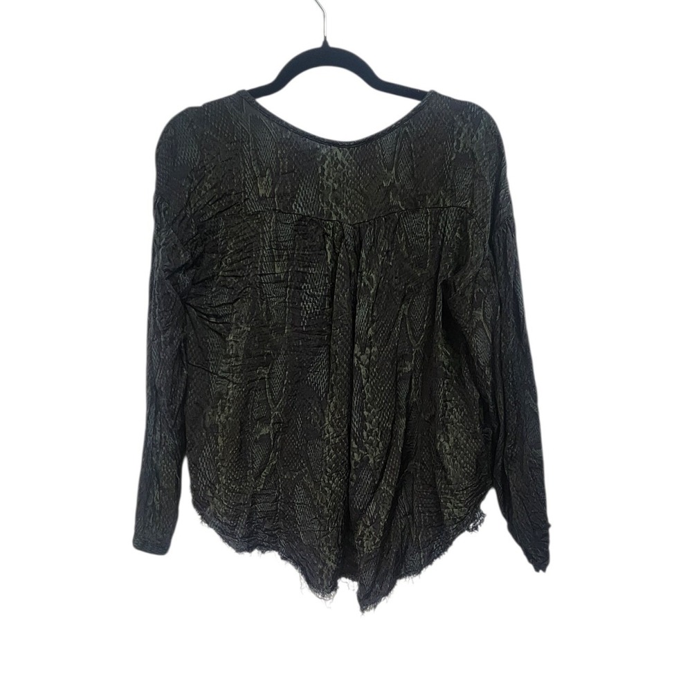 OLIVACEOUS‎ Womens Snake Print Lace Up Peasant Blouse Top M - Picture 3 of 7